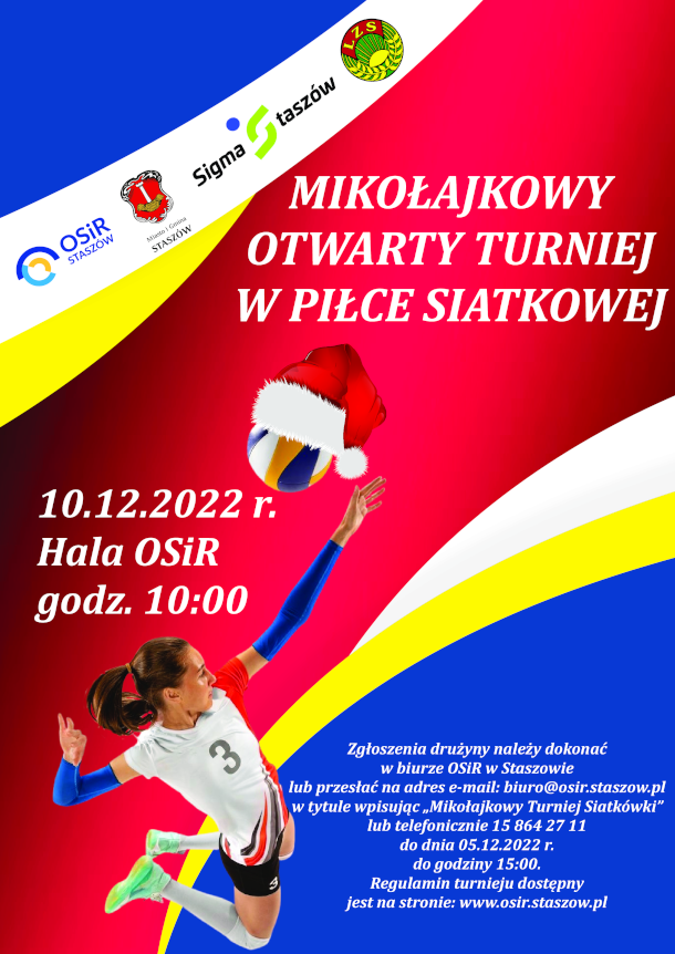 Mikołajkowy Otwarty Turniej w Piłce Siatkowej, Hala OSiR, godz. 10:00